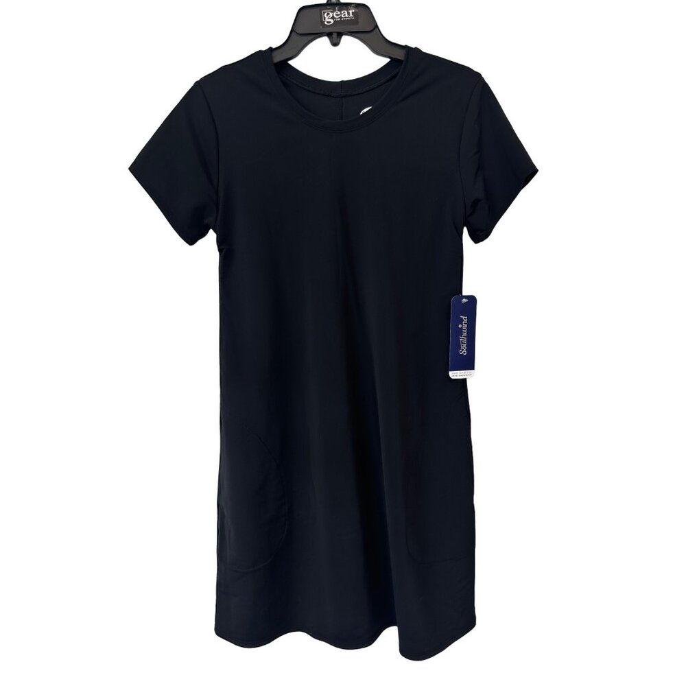 Southwind Apparel Hobe Tee Dress Women's Black Athletic Short Sleeve Pocket SM